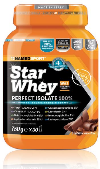 Named Sport Whey Isolate 100% Sublime Chocolate Integratore Proteine Isolate del Siero del Latte 750 g