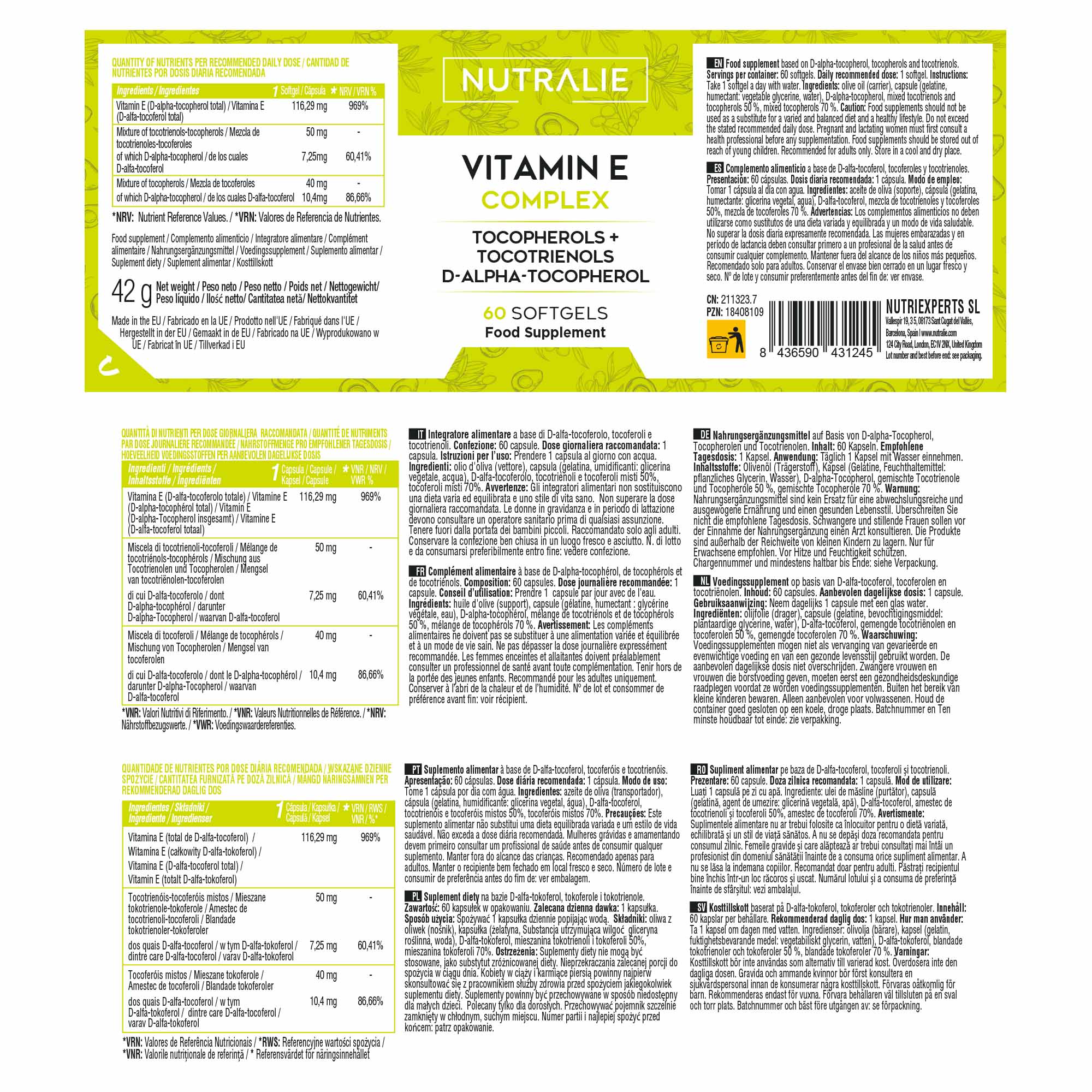 Nutralie Vitamina E Complex 60 Capsule - Integratore Antiossidante