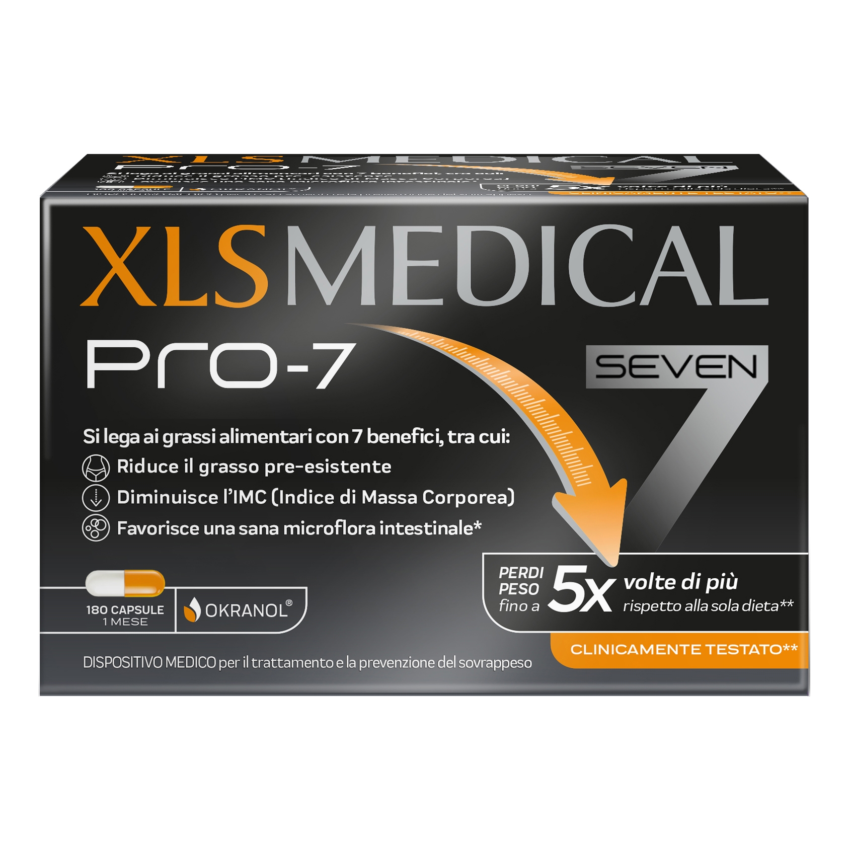 Xls Medical Pro-7 Dispositivo Medico Per La Perdita Di Peso, Confezione Da 180 Capsule
