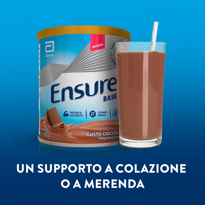ABBOTT ENSURE BASE: Integratore alimentare che aiuta a sostenere le difese immunitarie e a contrastare stanchezza e affaticamento  - GUSTO CIOCCOLATO 400 gr 
