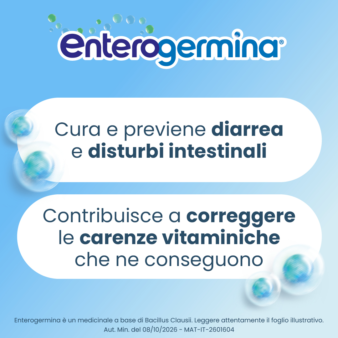 Enterogermina 4 Miliardi/5 ml Sospensione Orale - Fermenti Lattici E Probiotici Per I Disturbi Intestinali 30 Fiale