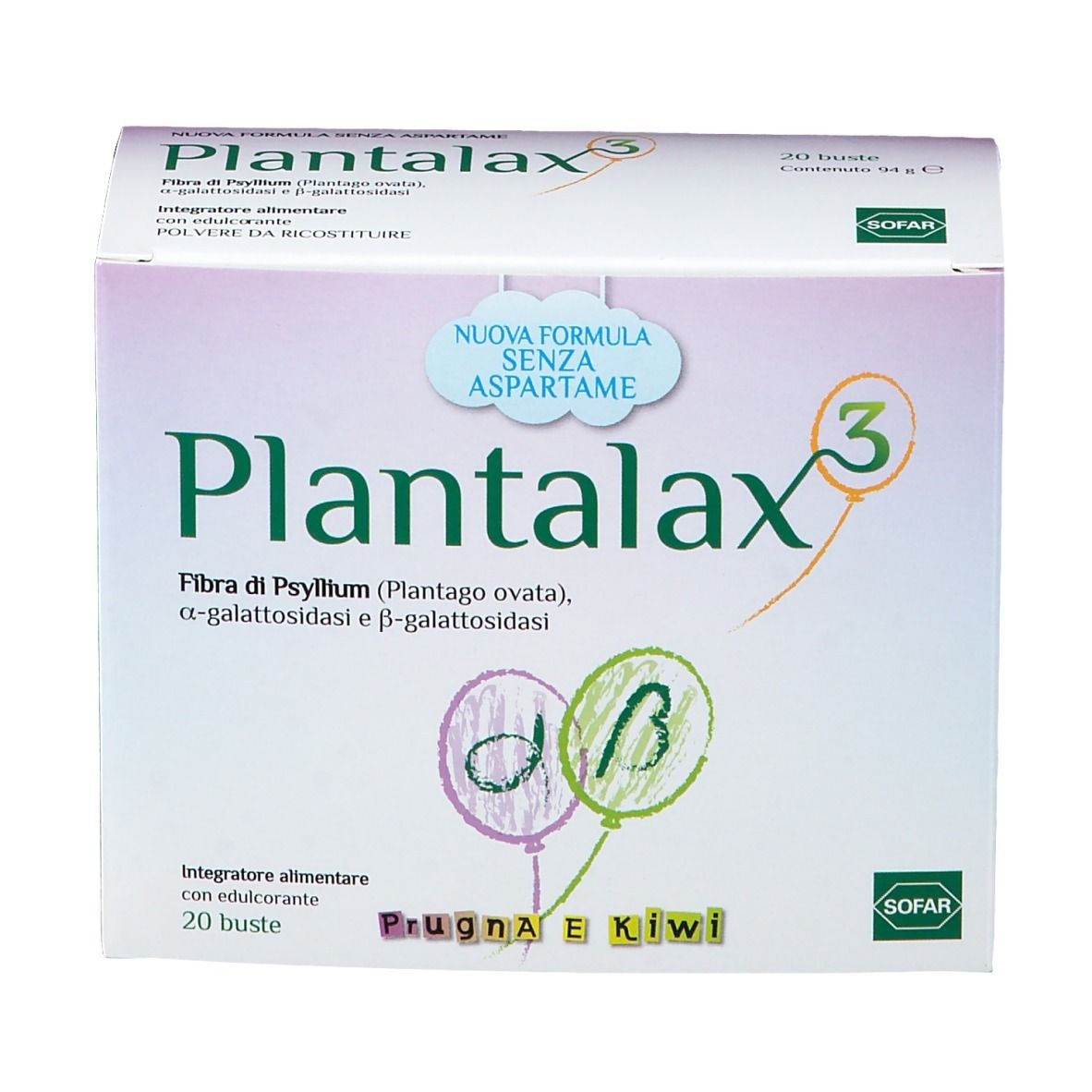 Plantalax3 - Prugna e Kiwi - Integratore Lassativo - 20 Bustine