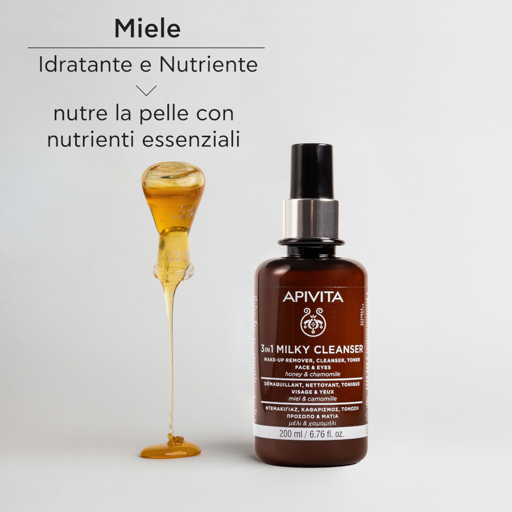 APIVITA - Latte Detergente 3 in 1 per Viso e Occhi 