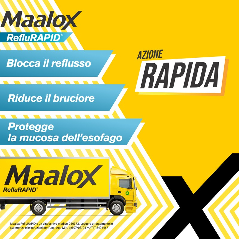 Maalox Reflurapid blocca il reflusso, riduce il bruciore, 40 cpr