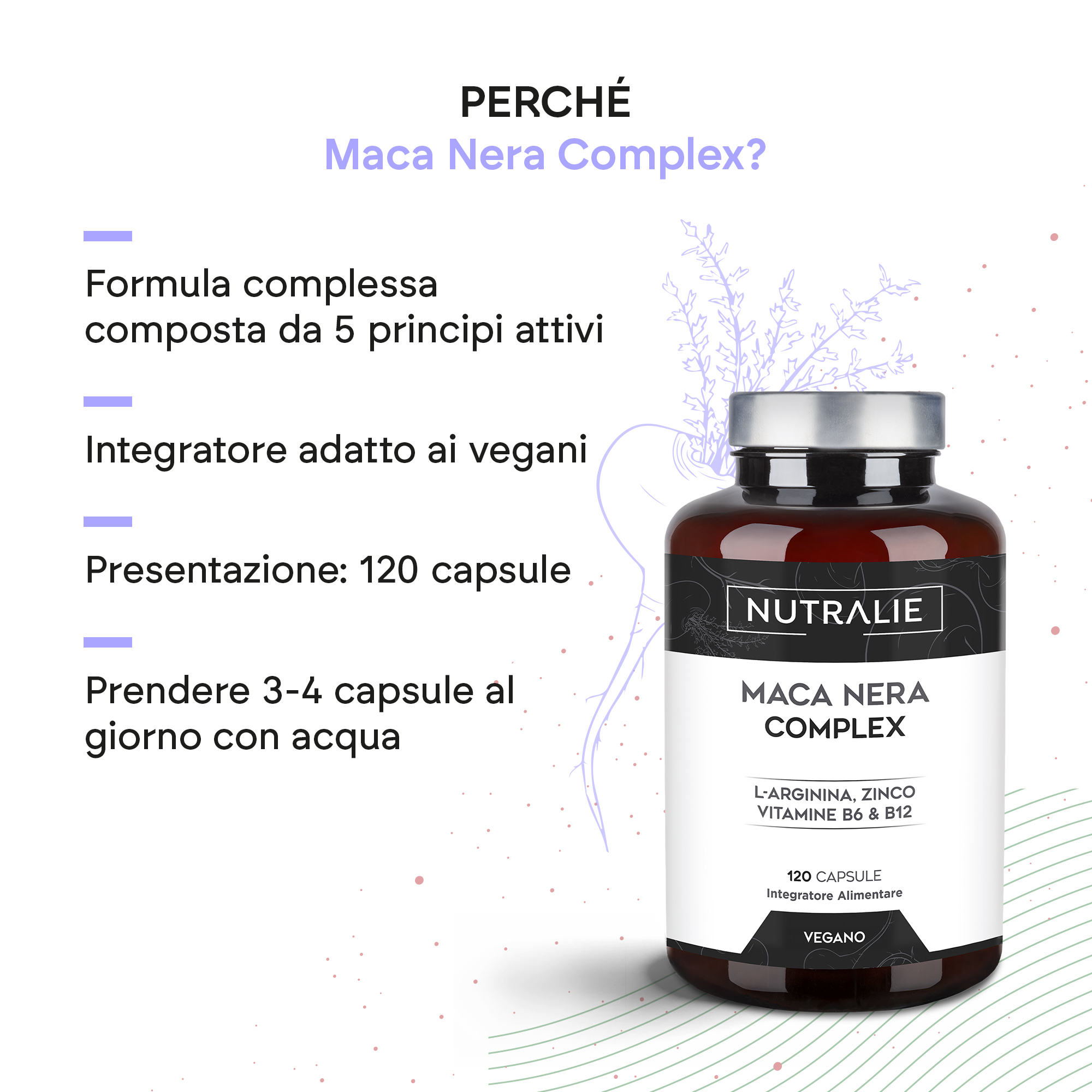 Nutralie Maca Nera Complex 120 Capsule - Integratore Per Il Metabolismo Energetico