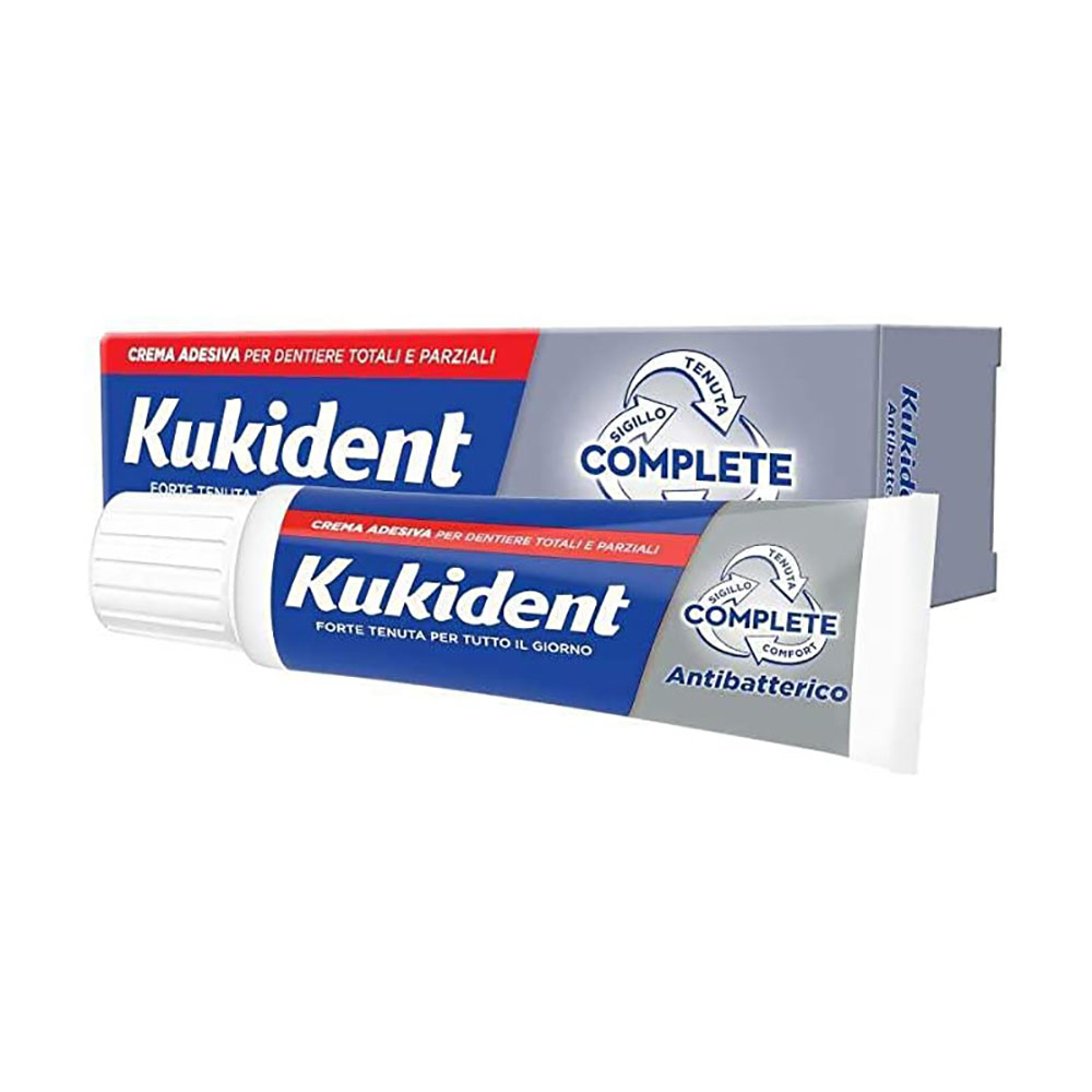Kukident Complete Con Antibatterico Crema Adesiva Protesi Dentali 47g