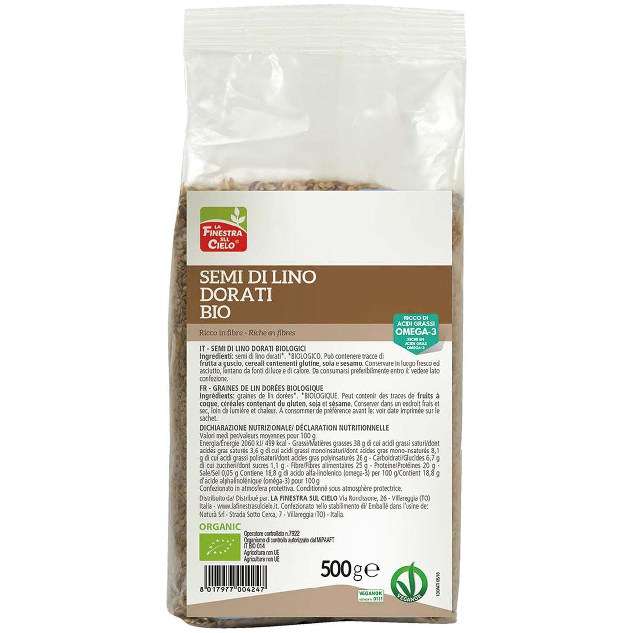 La Finestra sul Cielo Semi di Lino Dorati Bio 500 g