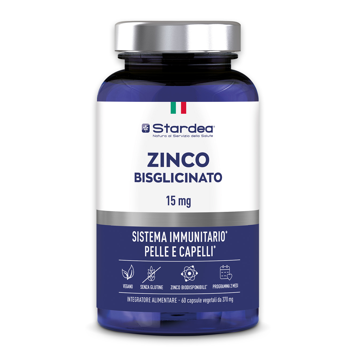 STARDEA ZINCO BISGLICINATO 15 MG - INTEGRATORE ALIMENTARE per il SISTEMA IMMUNITARIO e per il benessere di PELLE E CAPELLI