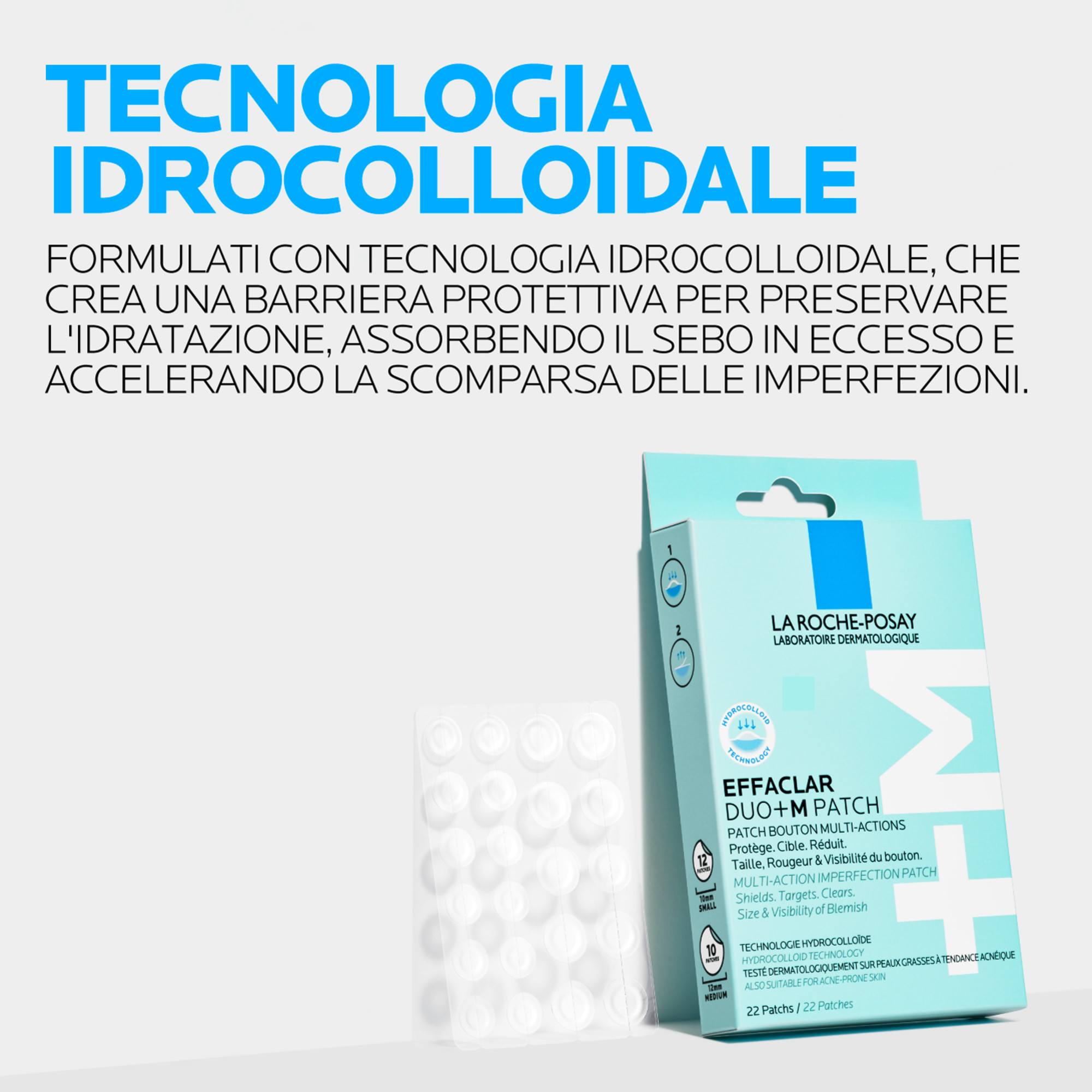 La Roche-Posay Effaclar - Duo+M Patch Monouso Anti-Imperfezioni Pelle Acneica, 22 Patchs