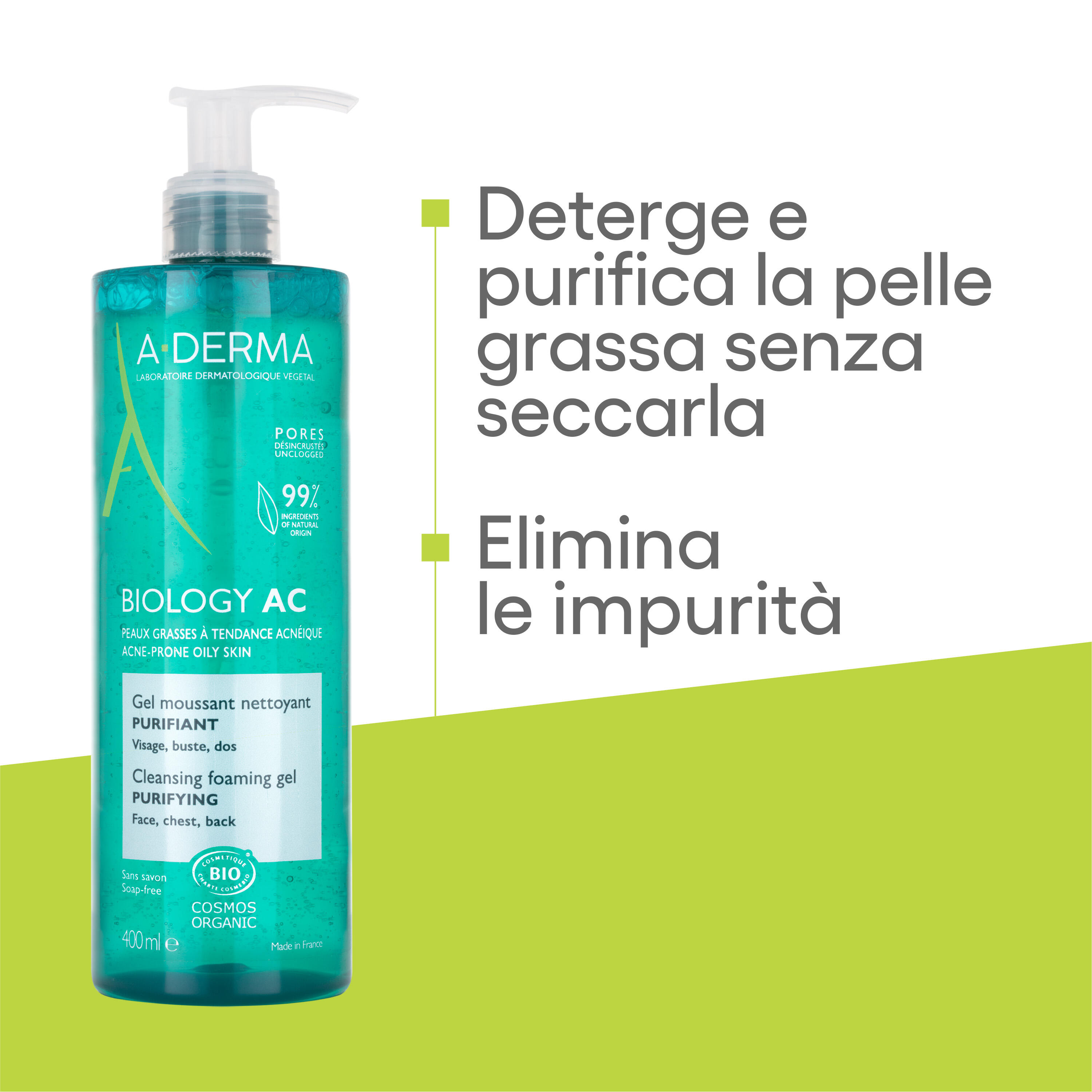 A-Derma - Biology AC Gel Detergente Per Pelle Grassa A Tendenza Acneica 400 ml
