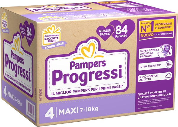 PAMPERS Progressi 84 pannolini Taglia 4 Maxi dai 7 ai 18 kg