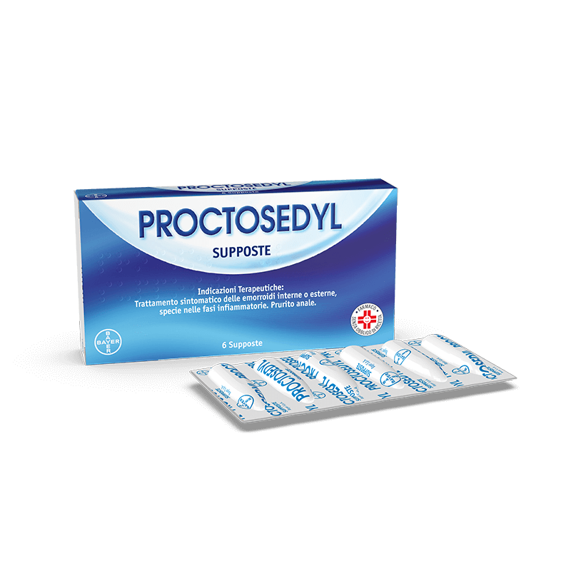 Proctosedyl Trattamento Sintomatico di Emorroidi Interne, Esterne e Ragadi Anali, Con Idrocortisone Acetato, 6 supposte