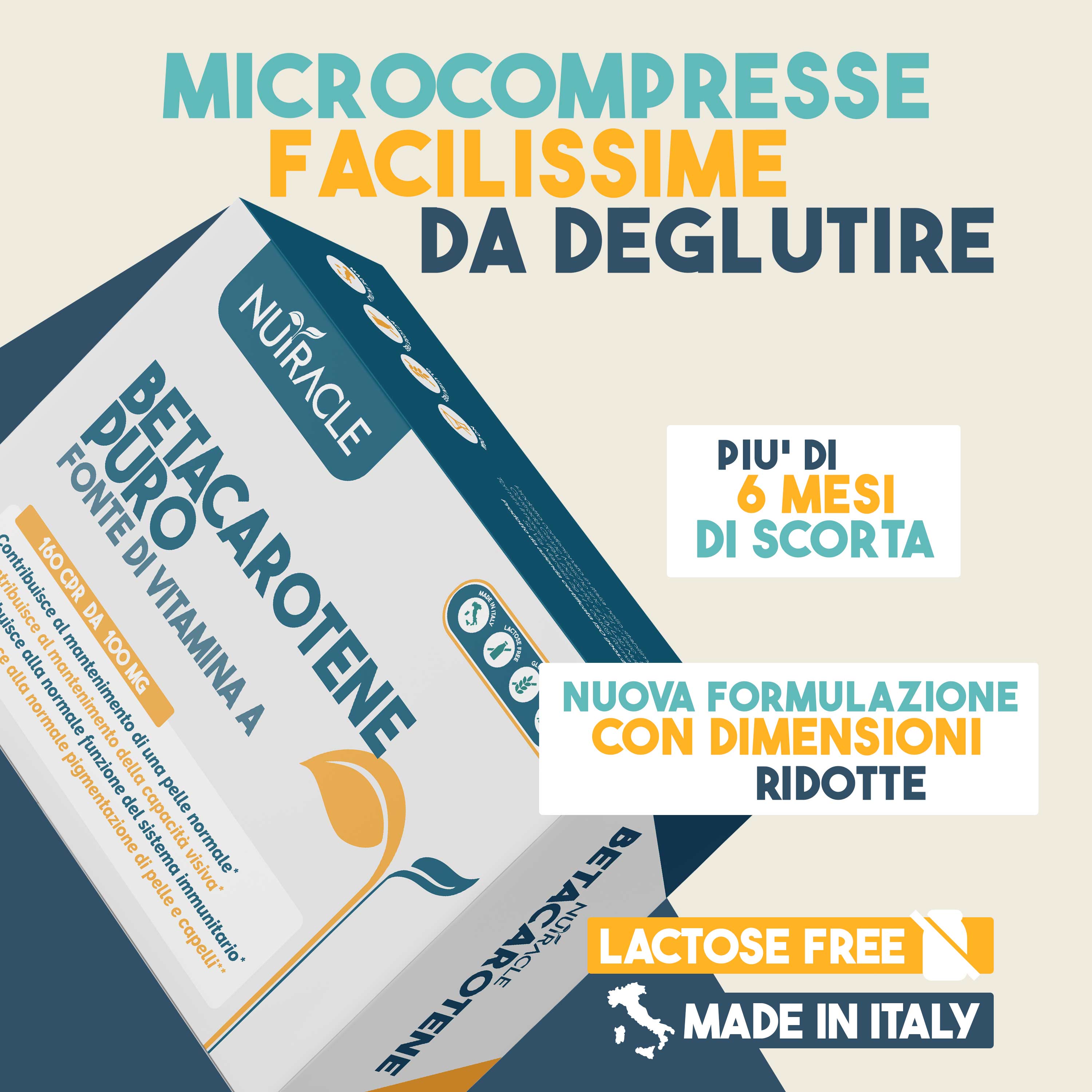 Nutracle Betacarotene Puro 160 Micro-Compresse - Integratore Per La Pelle