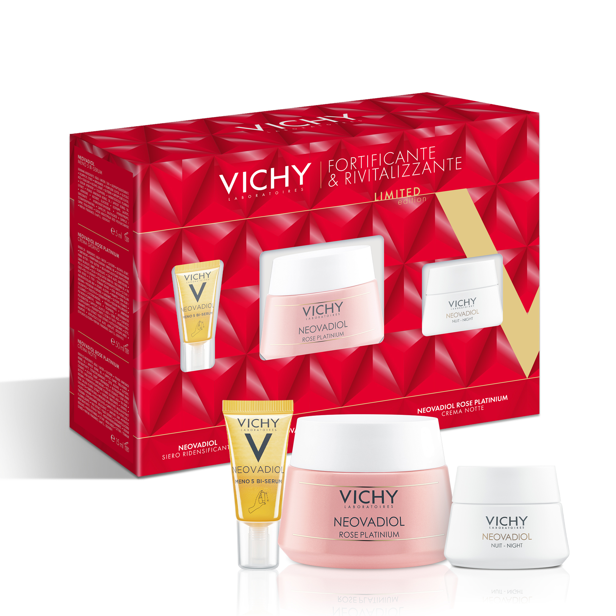 Vichy Cofanetto Regalo per Pelle Matura Fortificante & Rivitalizzante con Neovadiol Meno 5 Bi-Siero 10 ml + Neovadiol Rose Platinium Crema Giorno 50 ml + Neovadiol Rose Platinium Crema Notte 15 ml