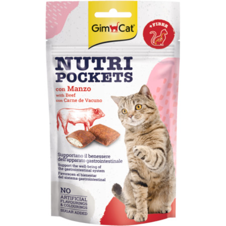 GIMBORN GIMCAT GATTO SNACK NUTRI POCKETS MANZO MALTO 60GR