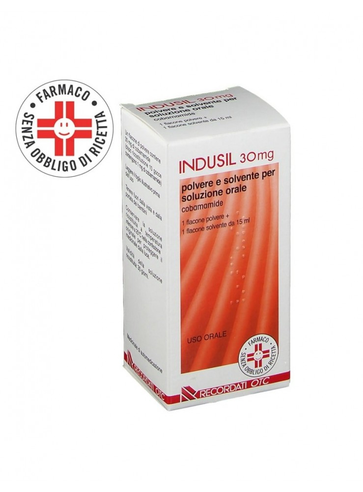 Indusil Gocce 30 mg Cobamamide Vitamina B12 Polvere e Solvente Per Soluzione Orale 15 ml