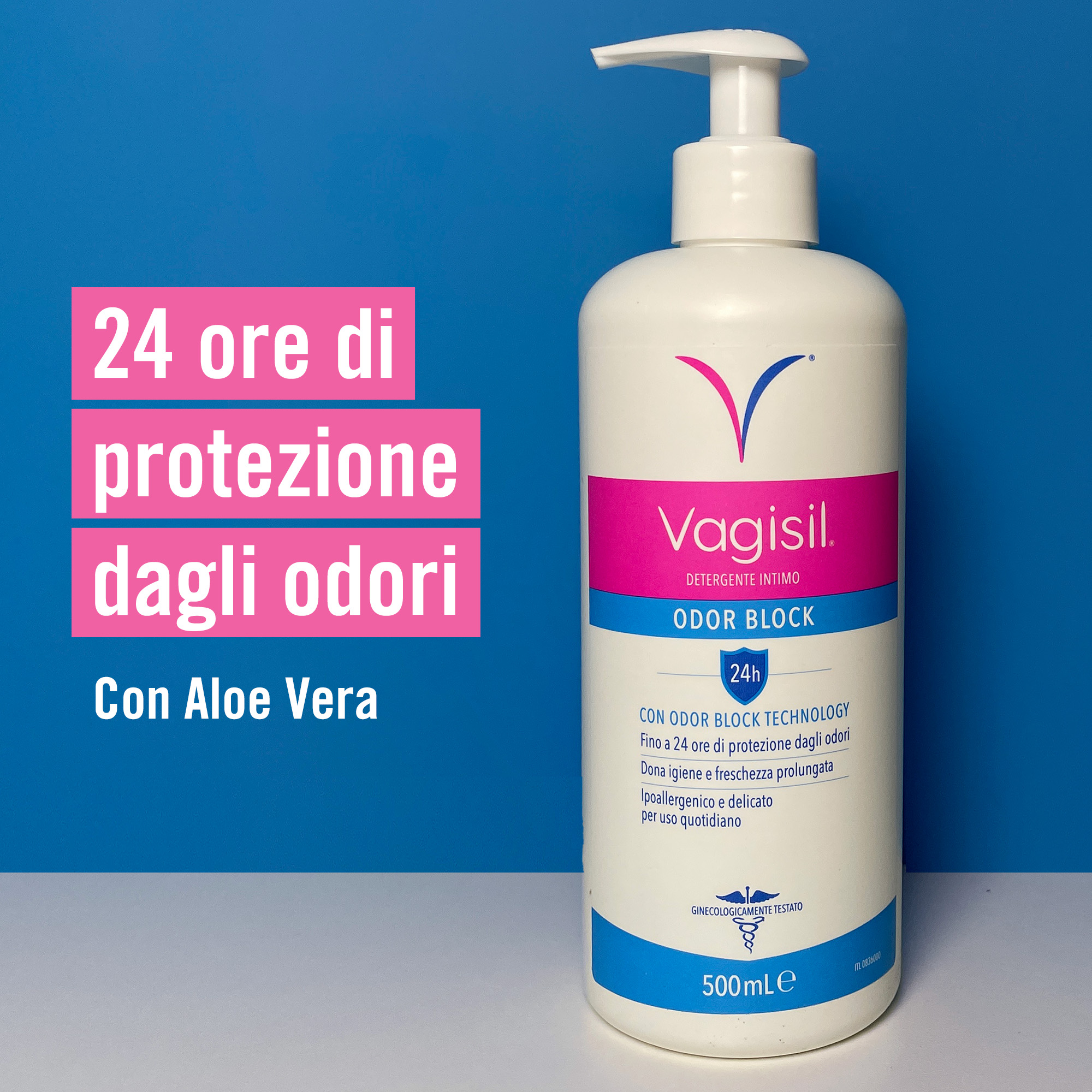 Vagisil Detergente Odor Block Per l'Igiene Intima Quotidiana, Rinfrescante. Con Aloe Vera. 24h di Protezione Dagli Odori. 500ml