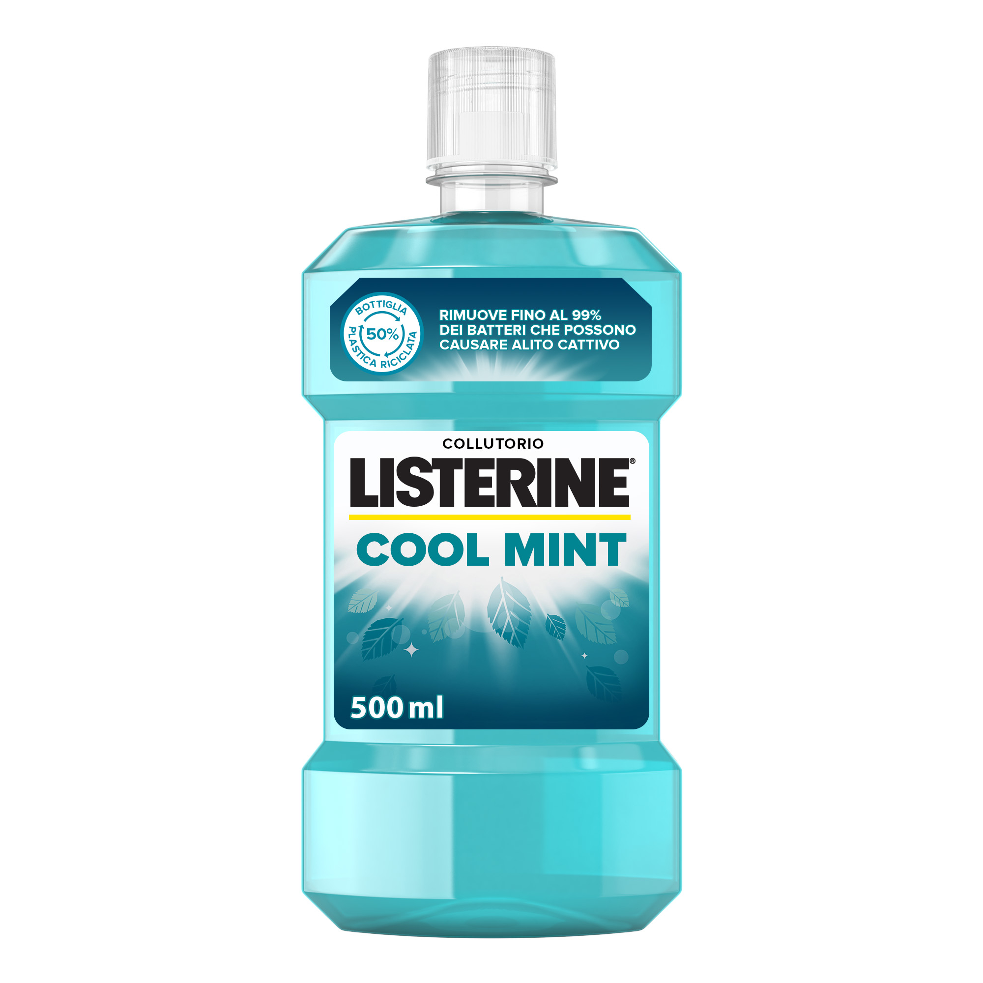 LISTERINE Cool Mint Collutorio al gusto Menta a base di Oli Essenziali Antibatterici 500 ml