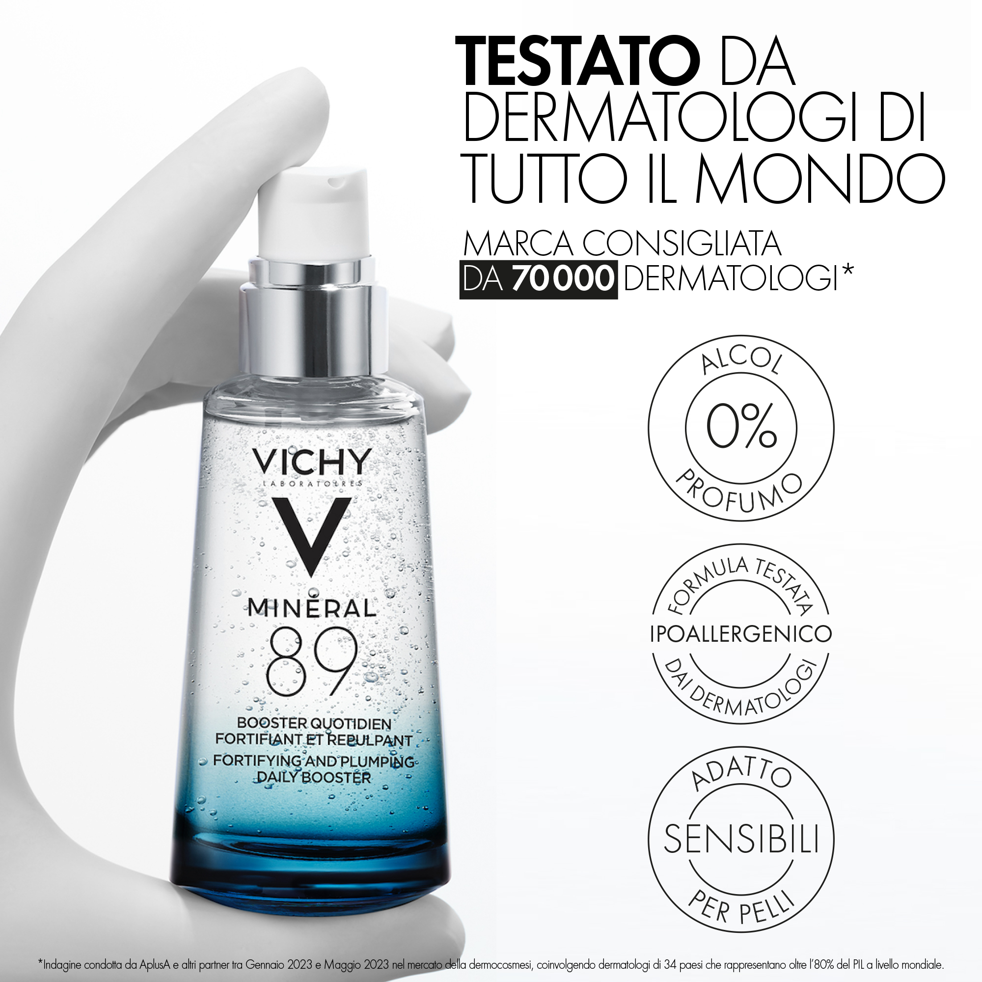 Vichy Mineral 89  Booster quotidiano fortificante e rimpolpante con acido ialuronico 50 ml