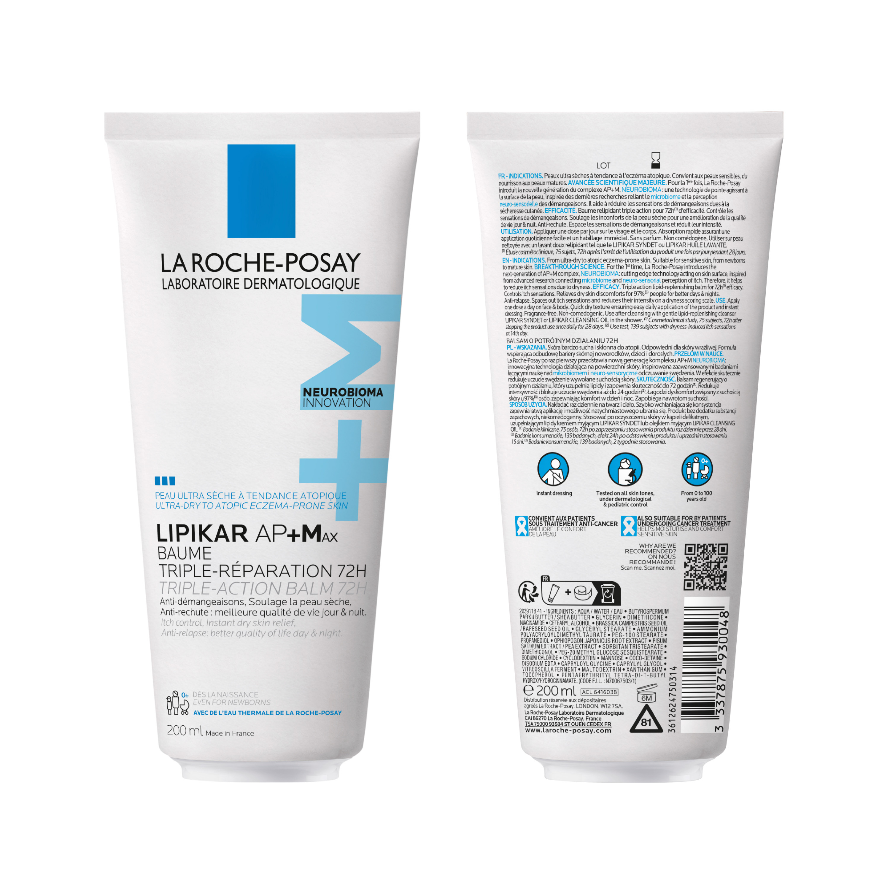 La Roche-Posay Lipikar Baume AP+MAX - Balsamo Relipidante Per Pelle Secca 200 ml