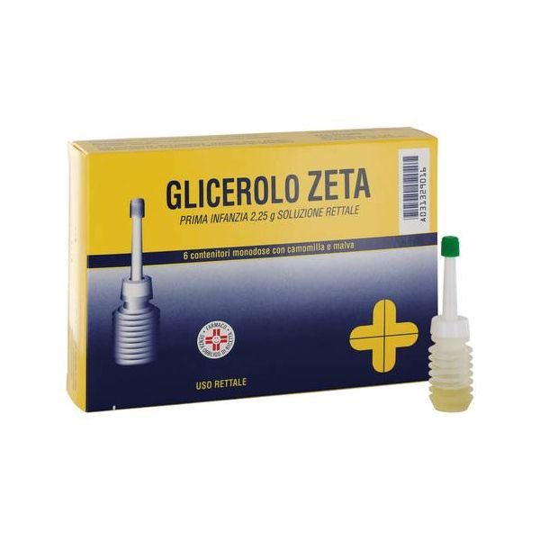 Glicerolo Zeta Prima Infanzia - Soluzione Rettale con Camomilla e Malva - 6 microclismi - 2,25 g