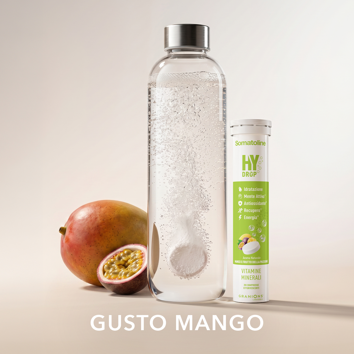 Somatoline SkinExpert Hydrop 20 Compresse Effervescenti Gusto Mango & Passion Fruit - Integratore Per Il Metabolismo Energetico