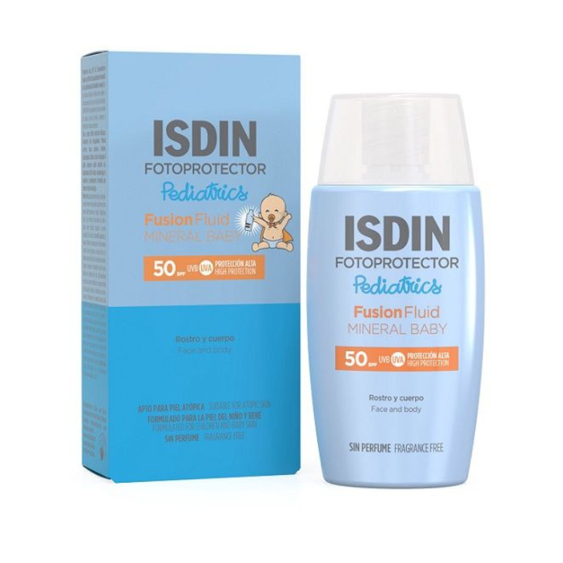 Isdin - Fotoprotector Pediatrics Fusion Fluid Mineral Baby - Protezione Solare Viso E Corpo Spf50 Bambini 50 ml  