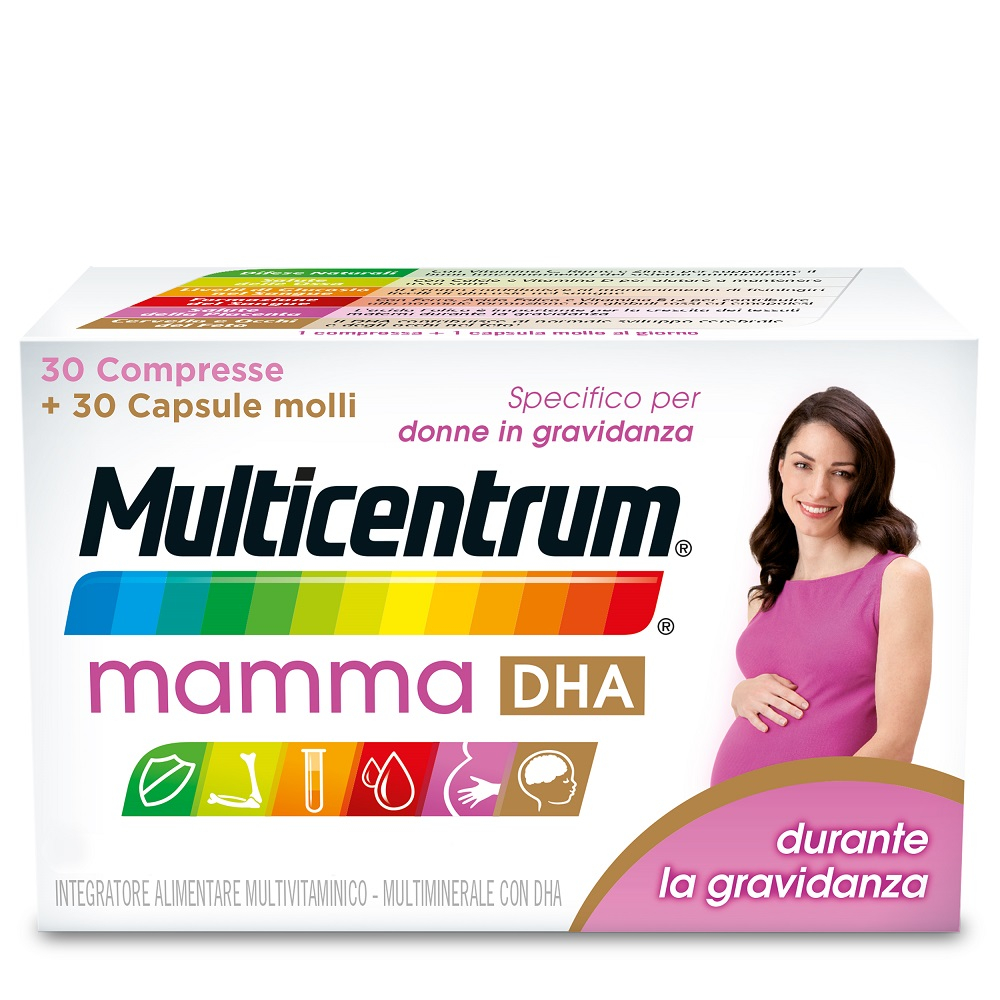 Multicentrum Mamma DHA Integratore Alimentare Multivitaminico Multiminerale Gravidanza 30Cpr+30Cps
