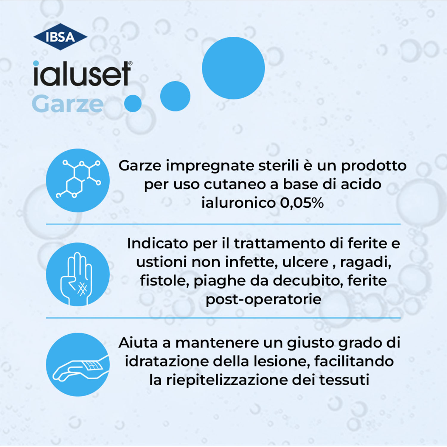 Ialuset Garze Medicate Con Acido Ialuronico 10x10 cm 10 Pezzi