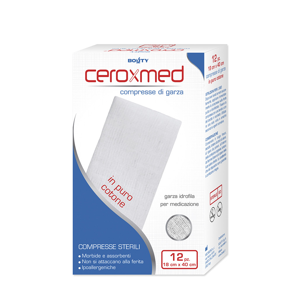 Ceroxmed Compresse di Garza Sterili 18x40 cm 12 Pezzi