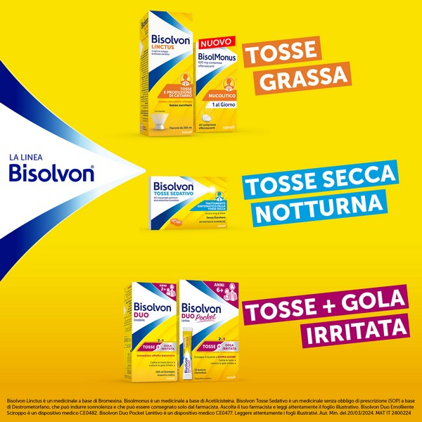 Bisolvon Linctus Sciroppo 4mg/5ml Tosse Grassa Mucolitico 250 ml