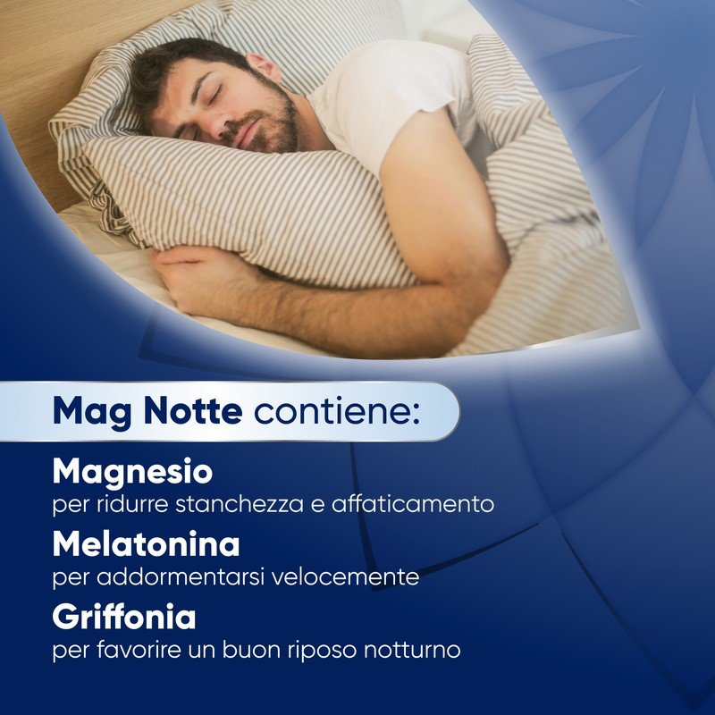 Mag Notte 24 Bustine - Integratore Con Melatonina, Magnesio E Griffonia Per Favorire il Rilassamento E Il Sonno