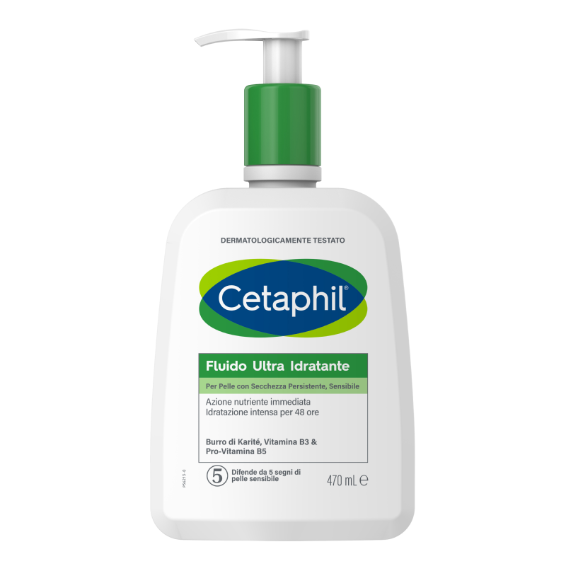 Cetaphil Fluido Ultra Idratante, Crema Viso e Corpo per Pelle Secca o Molto Secca, Senza Profumo, Formato 470 ml