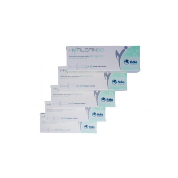 HyalganBio Siringa a base di acido ialuronico 5 pezzi 20 mg 2 ml - Confezione Italiana Originale