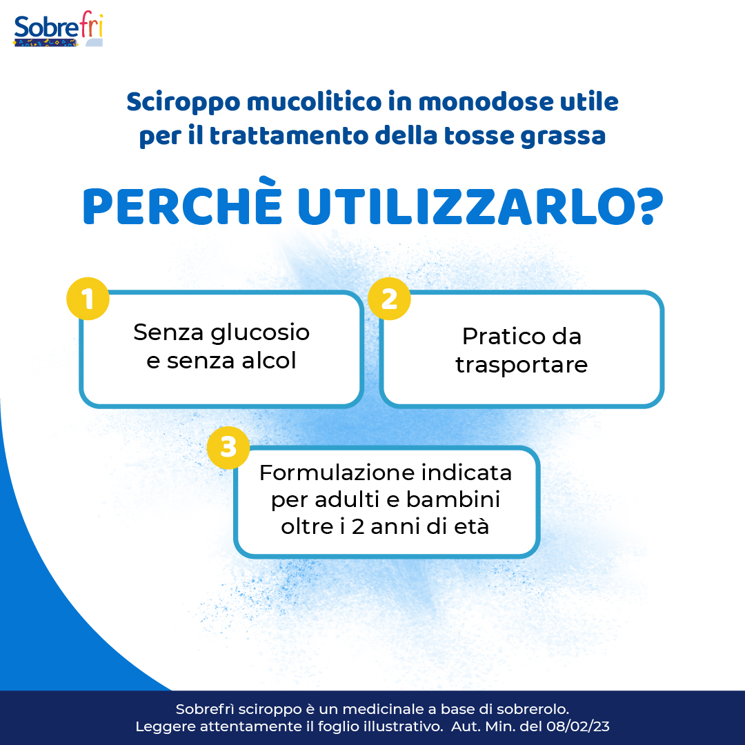 SOBREFRI SCIROPPO MUCOLITICO TOSSE GRASSA SENZA ZUCCHERO 2 ANNI+  20 FLACONCINI 40 MG/5 ML 