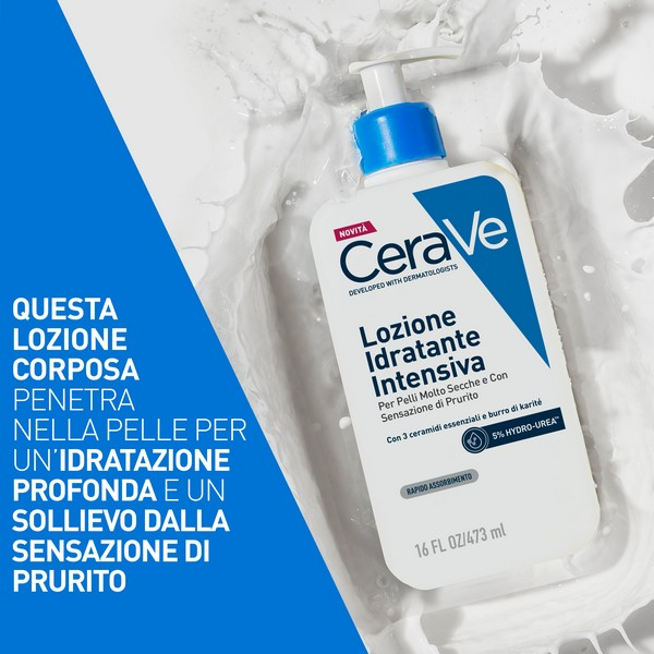 CeraVe Lozione Idratante Intensiva per Pelle Secca e Molto Secca con Sensazione di Prurito, con Hydro-Urea e Burro di Karité, idrata intensamente la pelle e da sollievo immediato alla sensazione di prurito, 473 ml