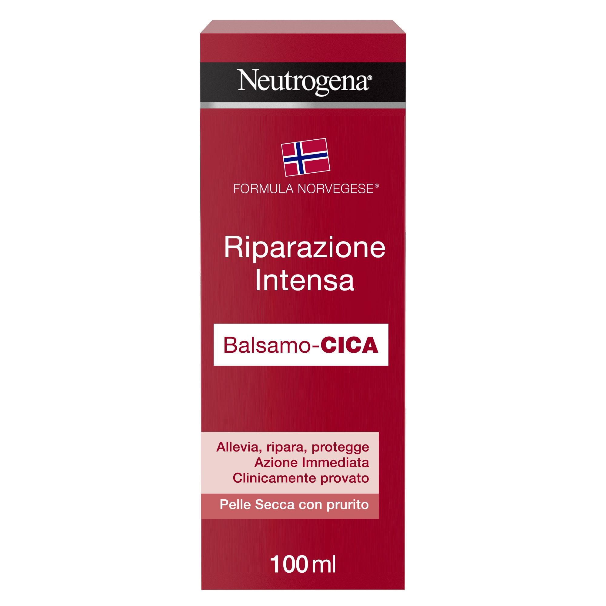 Neutrogena - Formula Norvegese Balsamo CICA Riparazione Intensa, Crema Corpo Viso e Mani,  Formula con Glicerina, Pelle Molto Secche, 100 ml