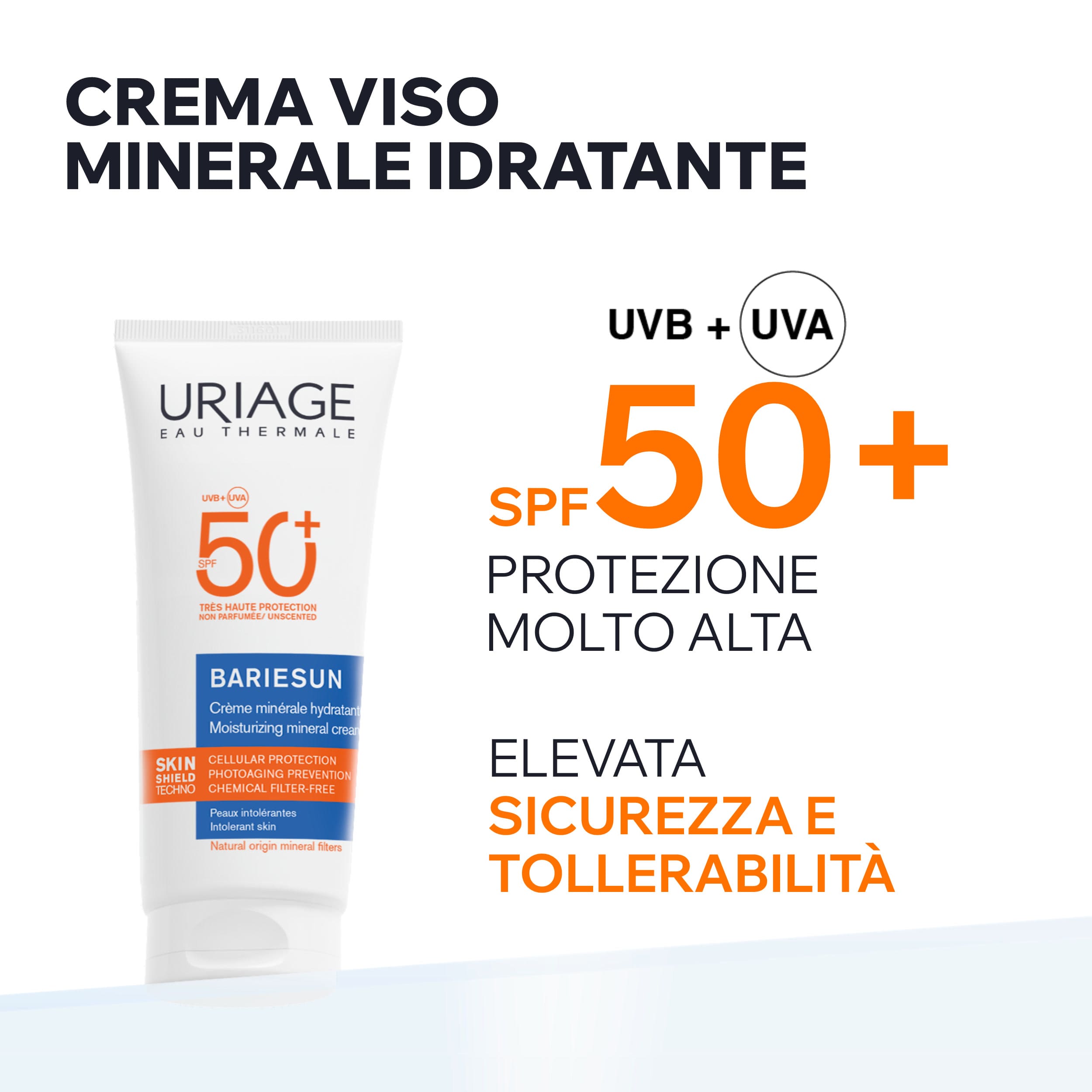 Uriage - Bariésun Crema Minerale SPF50+ Protezione Solare Viso E Corpo Per Pelle Intollerante 100 ml