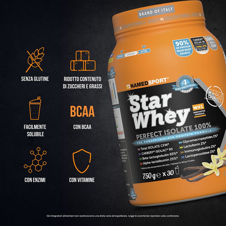 Named Sport Star Whey Isolate Gusto Vanilla 750 g - Proteine Del Siero Del Latte In Polvere
