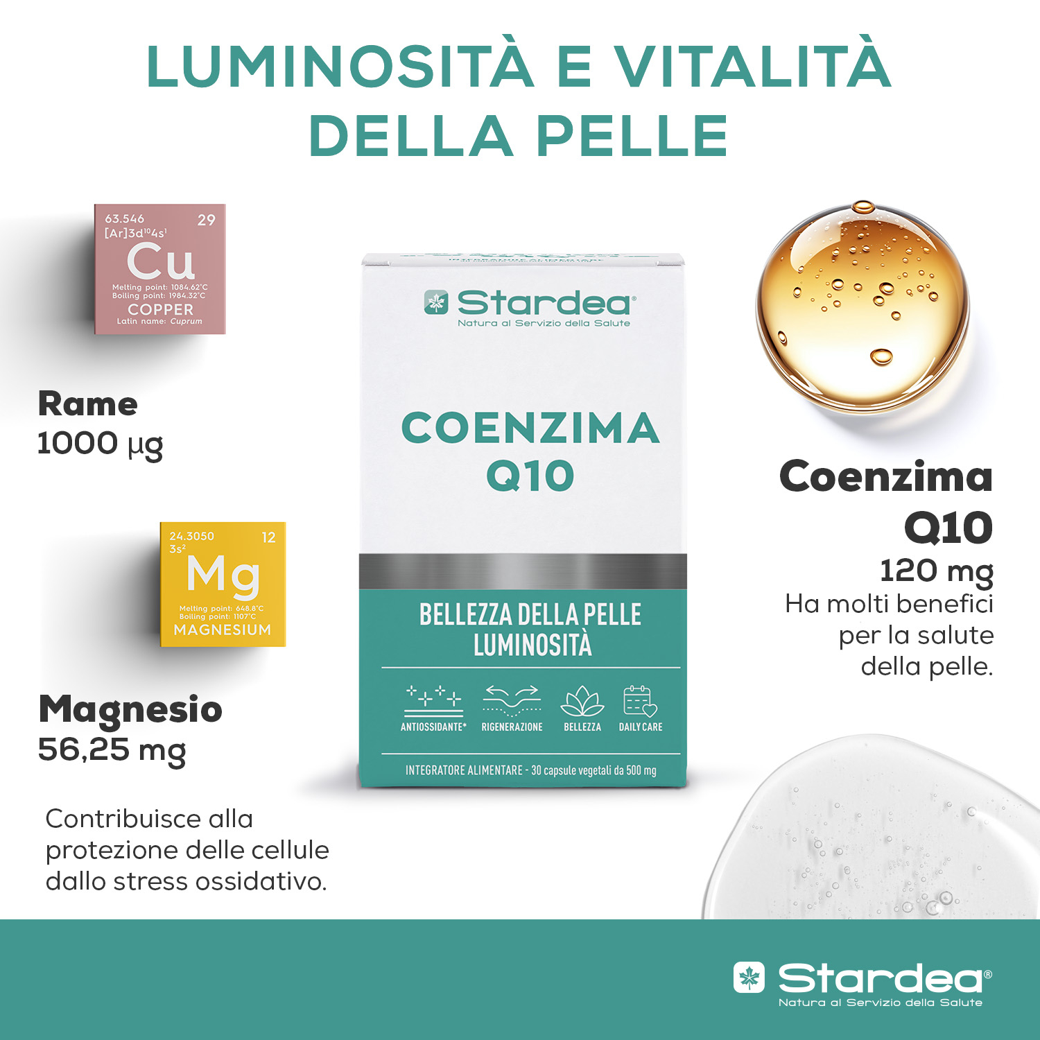 STARDEA COENZIMA Q10 - INTEGRATORE ALIMENTARE - 30 capsule vegetali - BELLEZZA DELLA PELLE