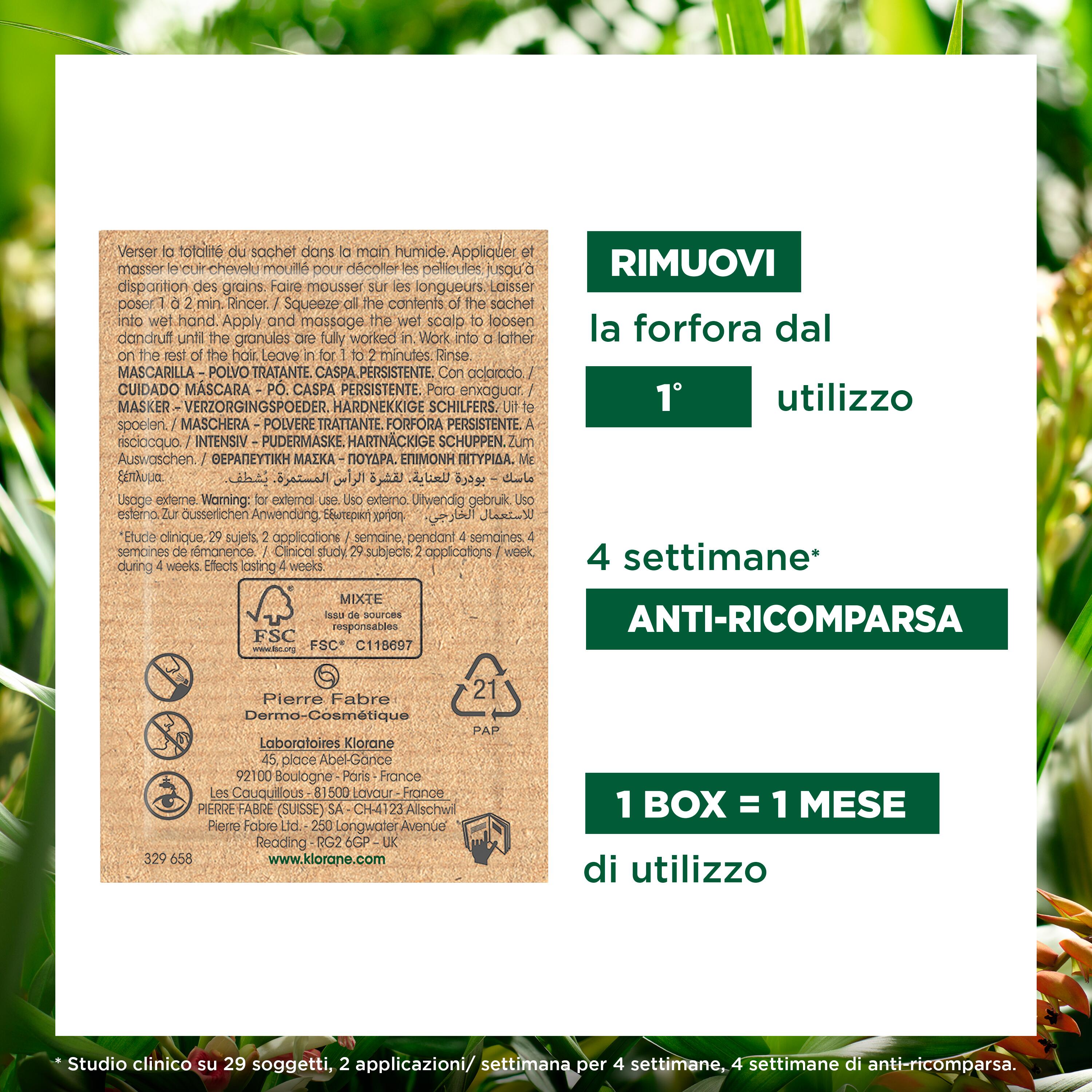 Klorane - Maschera Antiforfora In Polvere Alla Galanga Per Forfora Persistente 8 Bustine