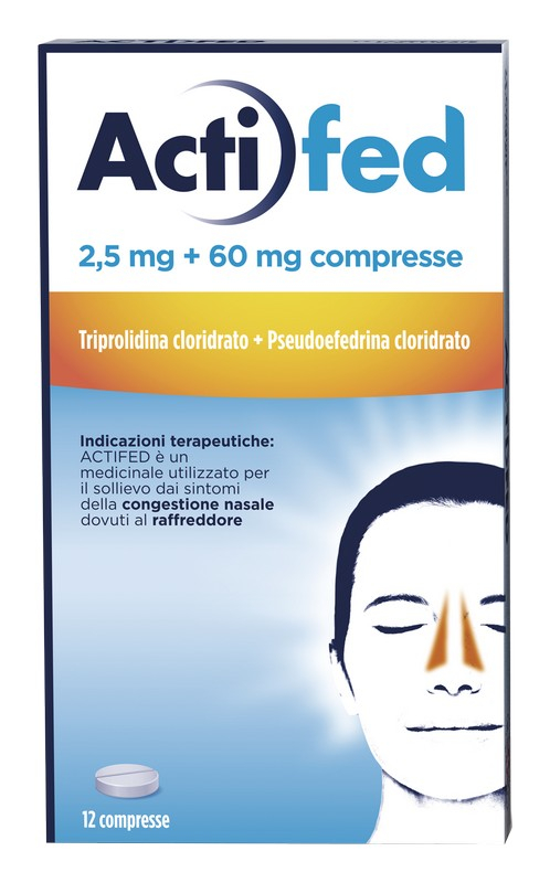 Actifed 2,5 mg 12 Compresse Congestione Nasale e Raffreddore