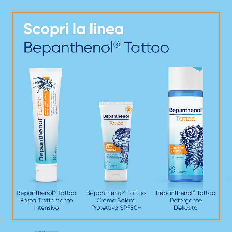 Bepanthenol Tattoo, Pasta Trattamento Intensivo per Tatuaggio, con Pantenolo, Senza Coloranti, Profumi e Conservanti, Protegge, Idrata e Rigenera la Pelle Tatuata,  100g