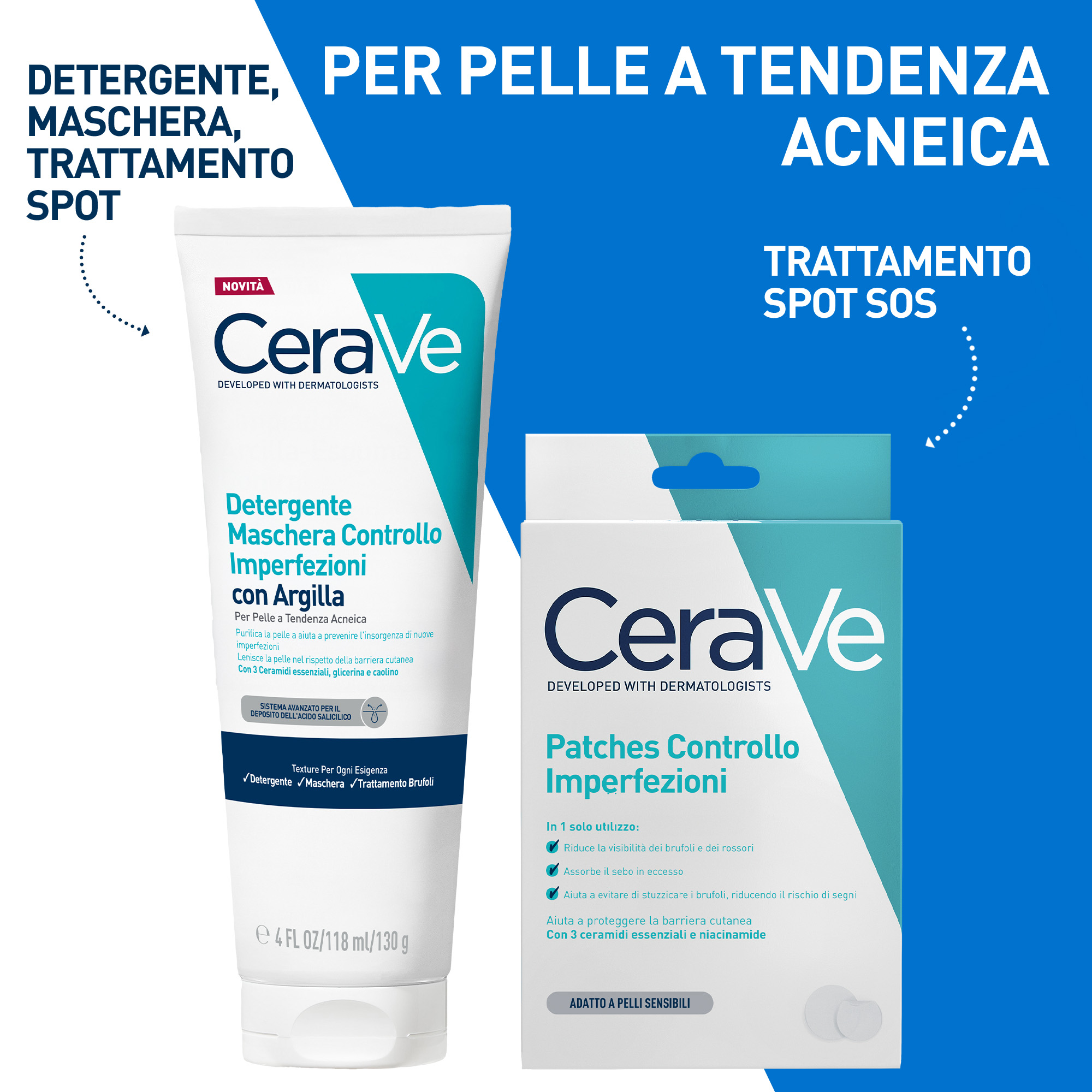 CeraVe - Detergente Maschera Controllo Imperfezioni Per Pelle A Tendenza Acneica 118 ml