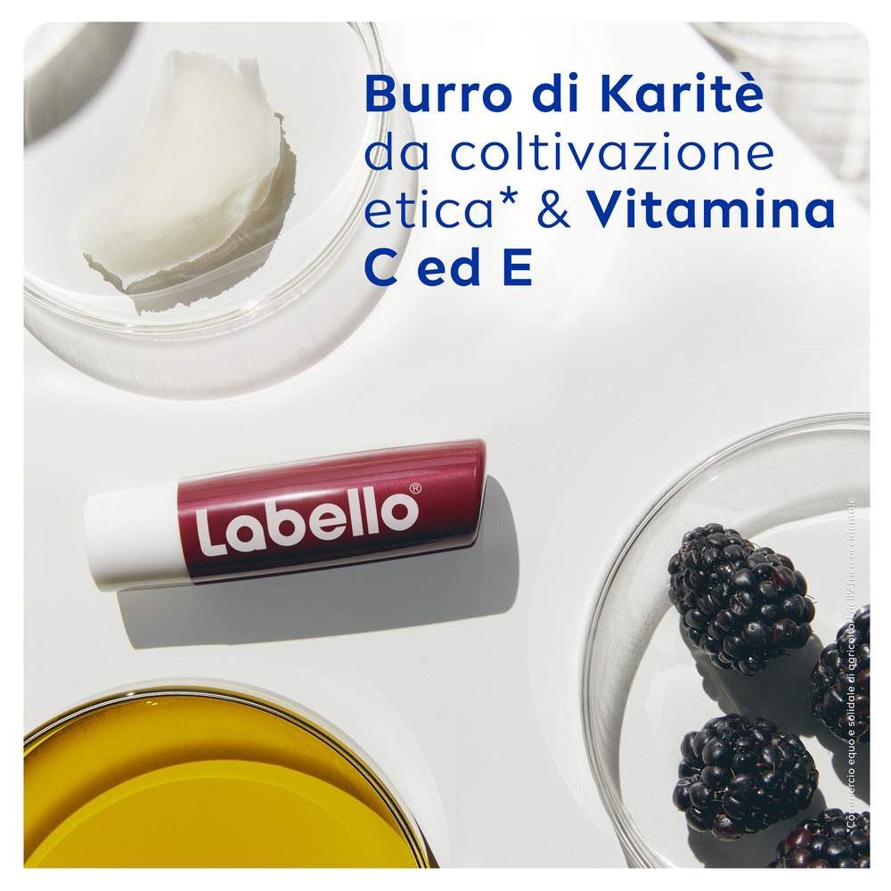 Labello Blackberry Shine 4.8 g, Burrocacao labbra colorato e idratante all'aroma di Mora