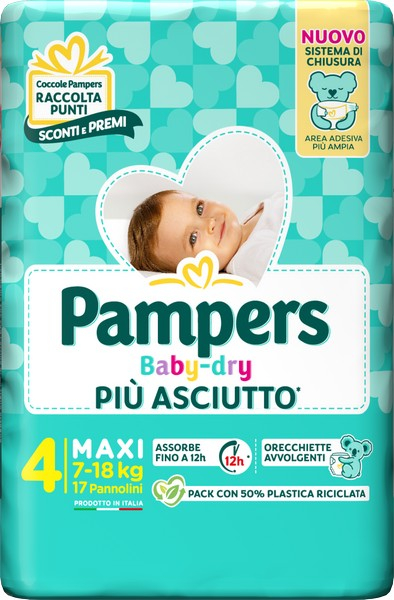 PAMPERS BABY DRY tradizionale Taglia 4-MAXI (7-18kg) 17PZ