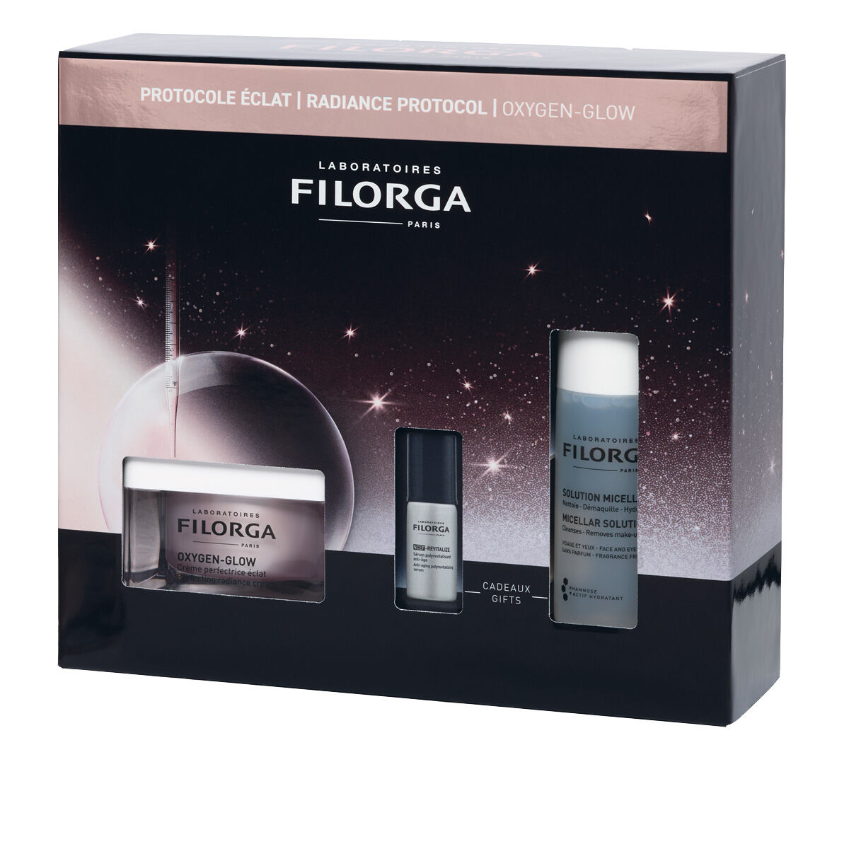 Filorga Cofanetto Protocollo Luminosità Oxygen Glow Crema 50ml + NCEF-Revitalize Serum 5ml + Soluzione Micellare 50ml