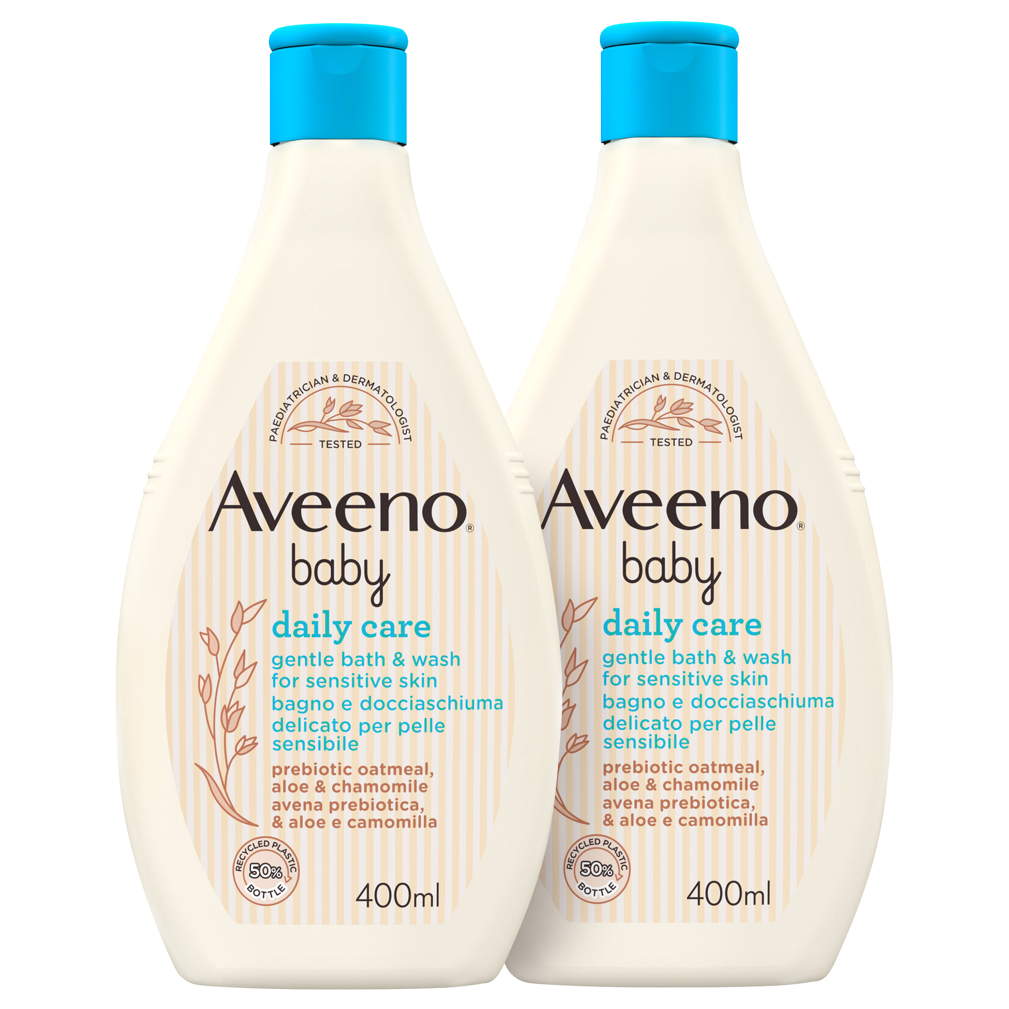 Aveeno Baby Daily Care Bagno e Docciaschiuma Delicato per Pelle Sensibile dei Bambini 2 x 400 ml