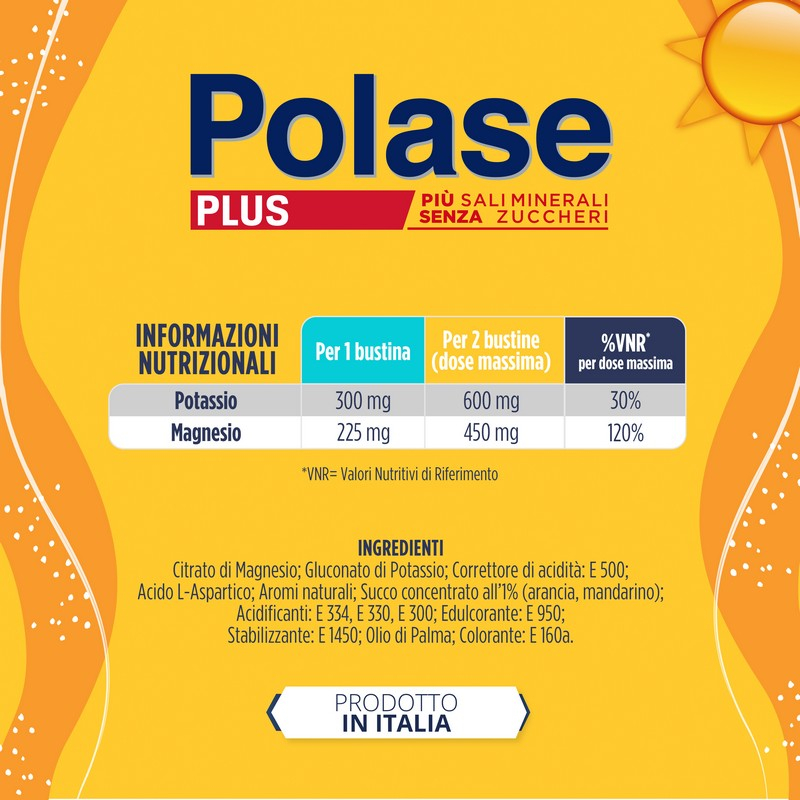 Polase Plus più Magnesio e Potassio Integratore Alimentare Sali Minerali Arancia Mandarino 24 +24 Bustine