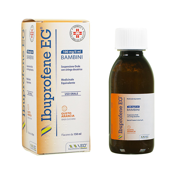 Ibuprofene EG 100mg/5ml Bambini uso orale gusto arancia 150ml